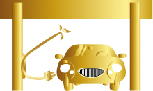 cargador de coche en Mallorca Tot-sol hogares | coche cargando en garaje icono oro