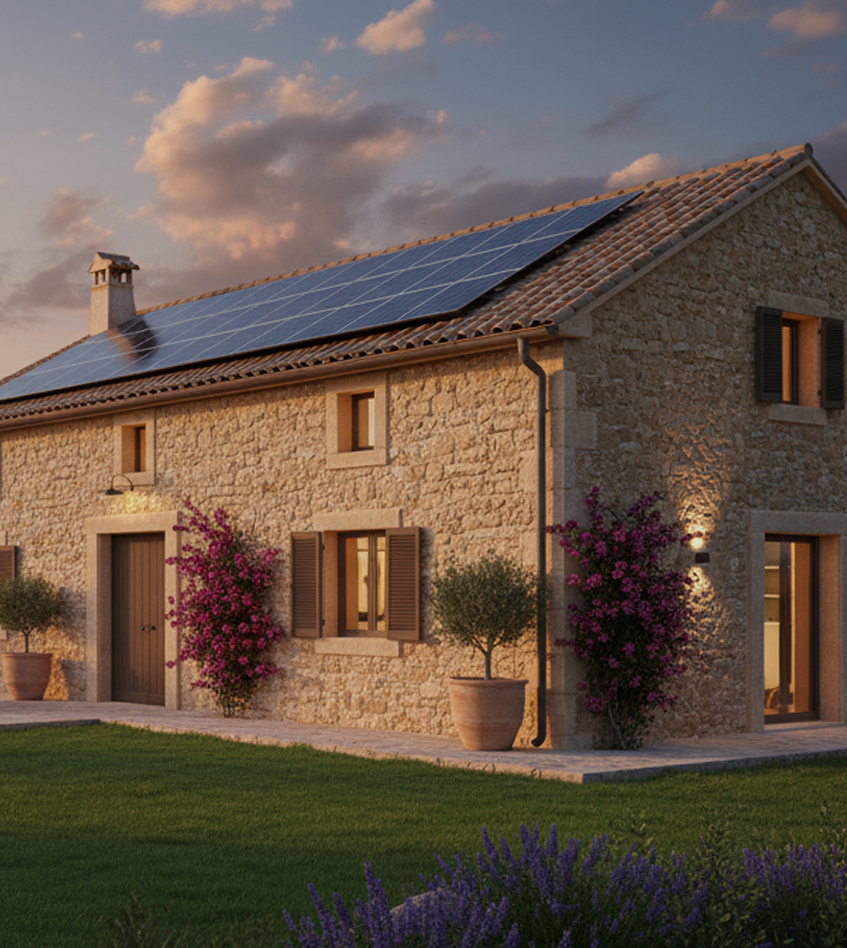 kit solar vivienda aislada Mallorca Tot-sol | casa aislada con placas en tejado